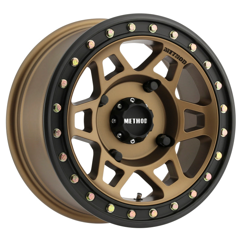 Method MR405 UTV Beadlock 15x7 4+3/13mm Offset 4x136 106mm CB Method Bronze Wheel - Matte Black Ring